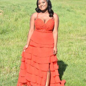 Red Lace Prom Dress